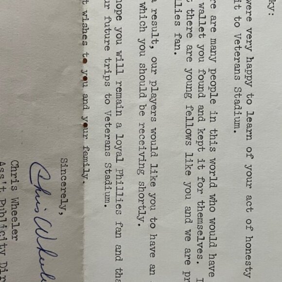 1973 Philadelphia Phillies Team Signed Baseball with letter - Picture 10 of 13